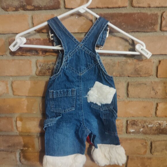 Infant Baby Gassy Gooma Christmas Blue Denim Jean Overalls - Picture 2 of 2